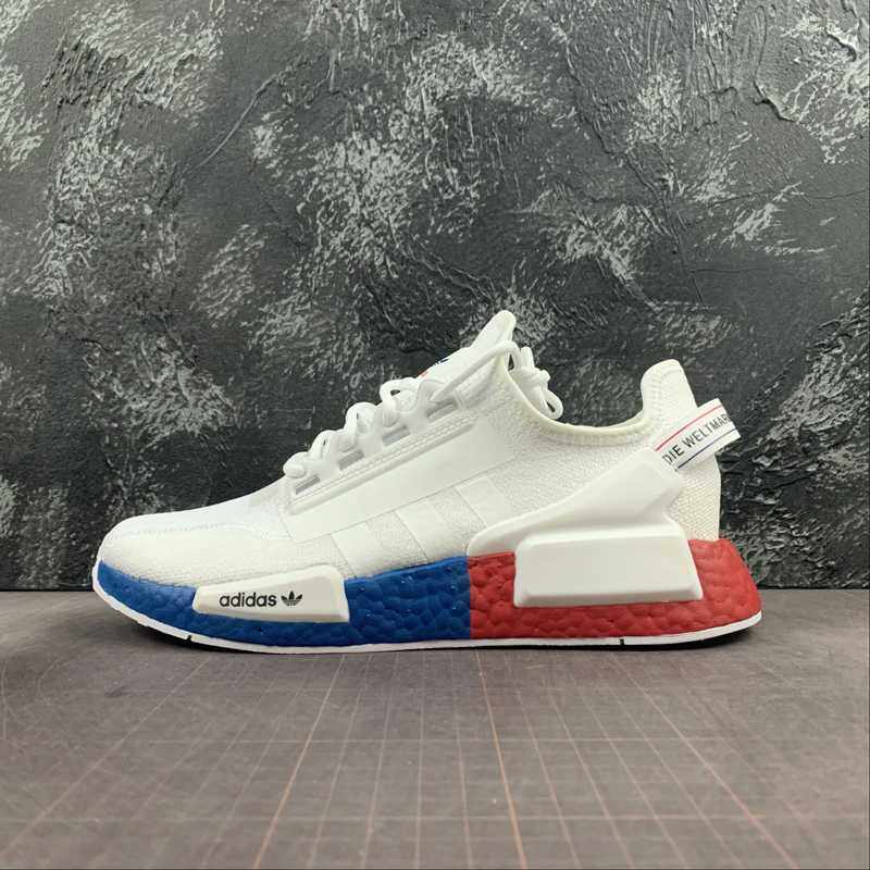 Adidas NMD R1 Boost V2 White Blue Red Shoes For Man And Boys FX4148 |  Hawabaz Store