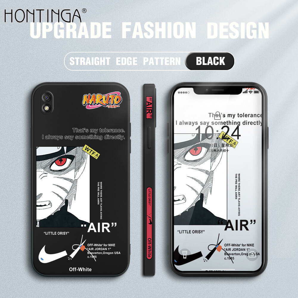 Hontinga Casing Case For Xiaomi Redmi 9A Case Anime Uzumaki Naruto Case Square Original Liquid Soft Silicone Edge Pattern Rubber Case Full Cover Camera Protection Cases Phone Casing Softcase For Boys