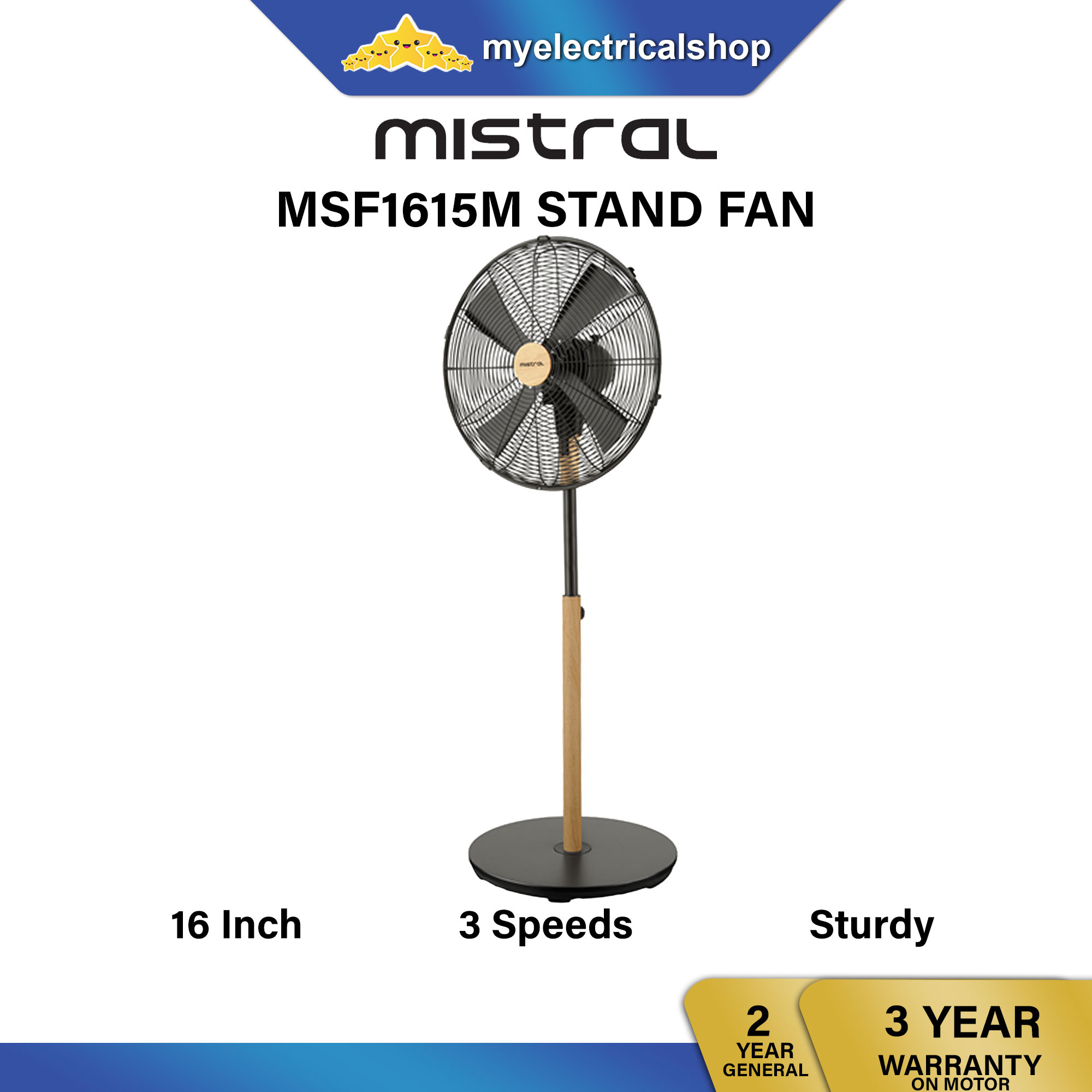Mistral Stano Stand Fan MSF1615M | Lazada