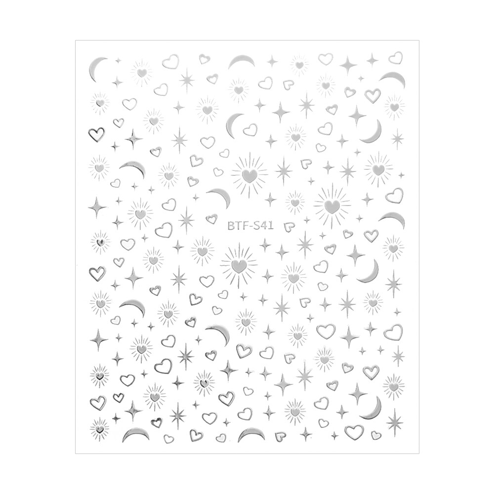 Moon Stars Laser Nail Stickers Heart Shape Self-Adhesive Nail Stickers DIY Manicure Decoration