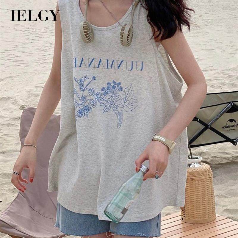 IELGY women's retro grey sleeveless vest