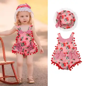 baby girl strawberry romper