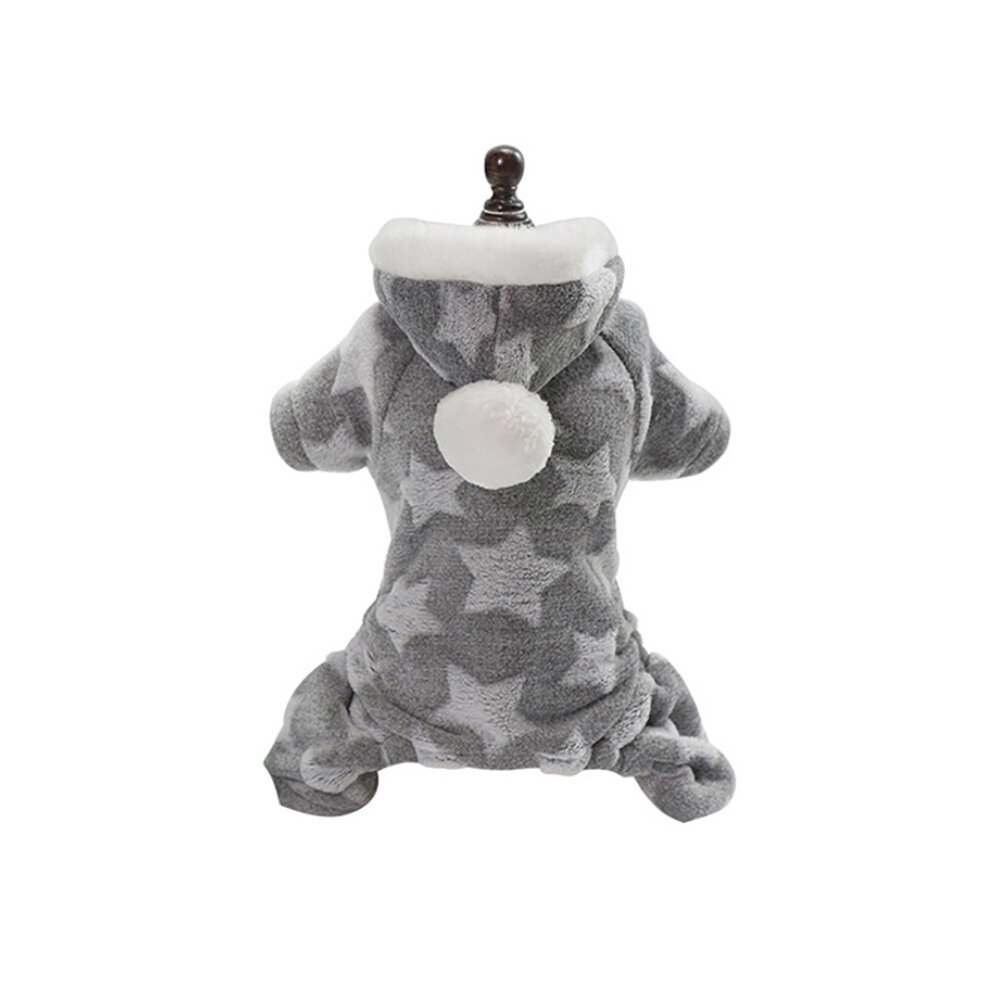 huanhuang® Star Moon Print Puppy Dog Fleece Warm Winter Coat Jumpsuit Pet Hooded Pajamas Grey