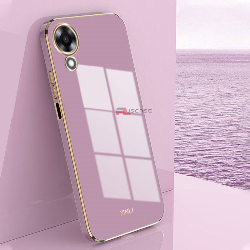 PlusCase for OPPO A17k 6D Plating Soft Case Lens Protector Square Frame Silicone Glossy Shockproof Phone Back Cover