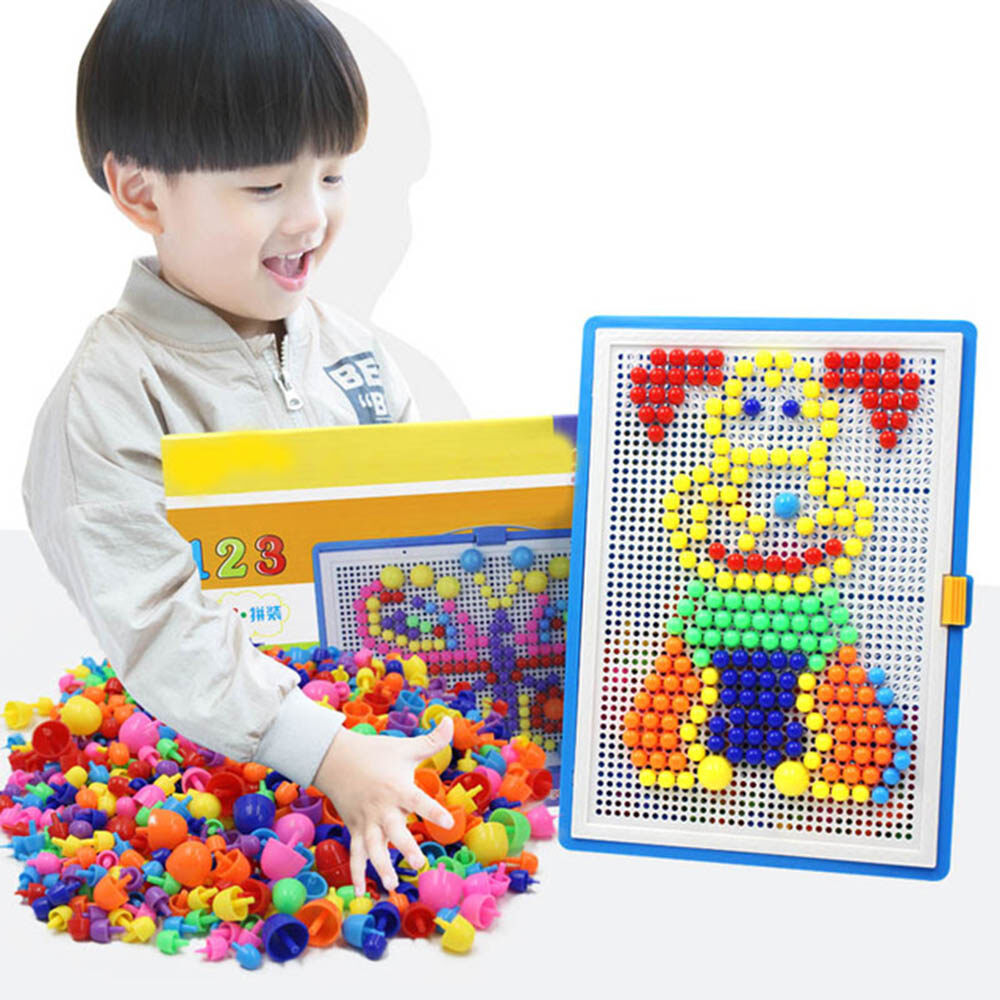 DIY Kids Gift Creative Puzzle Toy Mosaic Picture Peg Board Mushroom Nail Kit