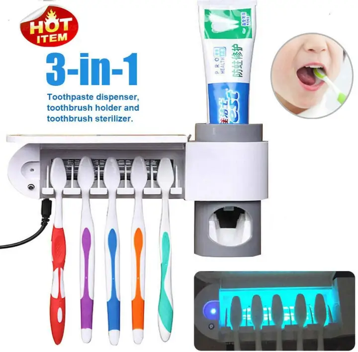 toothbrush sterilizer with toothpaste dispenser
