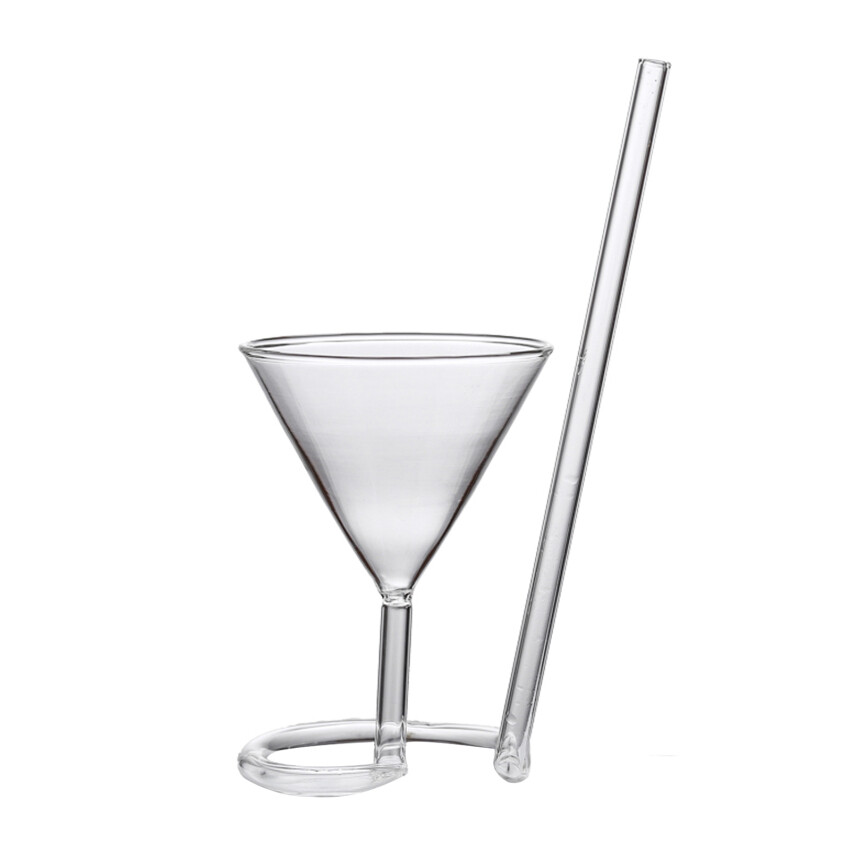 Creative Vampire Filter Red Wine Glass, Long Tail Cocktail Straw Wine Glass Rotating Martini Glass, Transparent Red Wine Glass Wine Cup