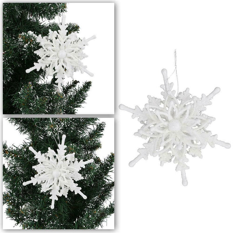 12cm 3D Ice White Snowflake Hanging Ornaments Christmas Tree Decoration