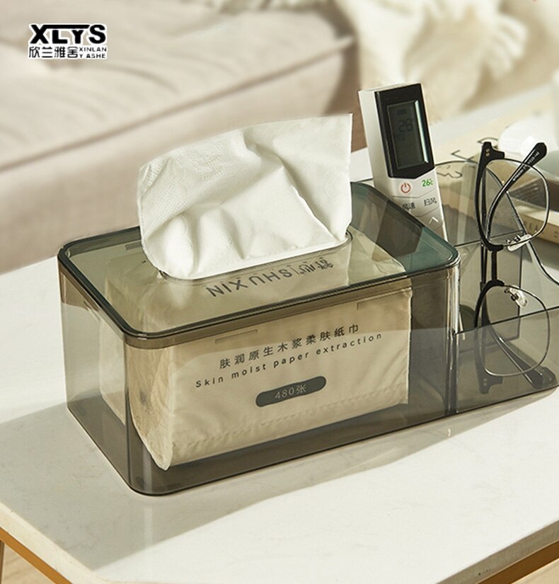 XINLANYASHE Storage boxes, shelves, multipurpose makeup storage box cosmetic box desktop tissue box nordic simplicity Transparent home living room tissue box napkin storage box