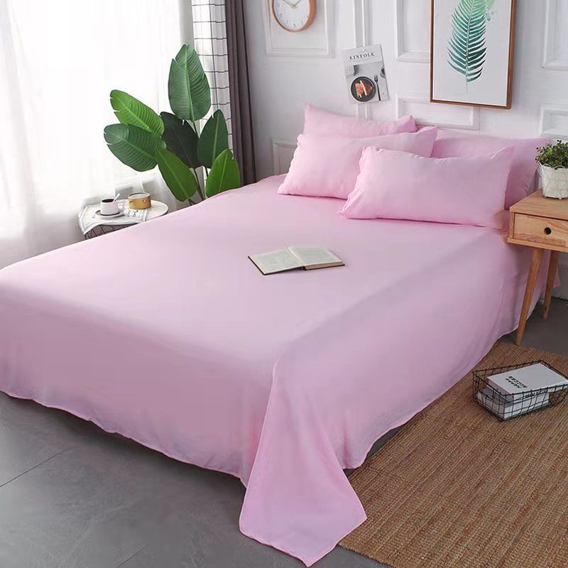 Bộ Ga Trải Giường Bằng Vải Bông Màu Trơn, Với 2 Chiếc Vỏ Gối Ga Trải Giường Cỡ Queen King