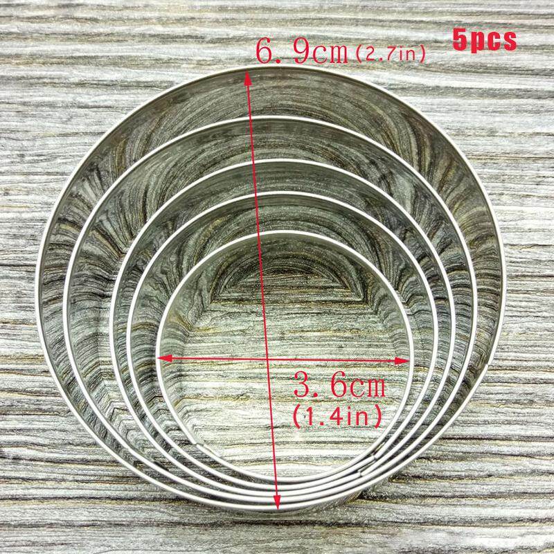 5Pcs/Set Stainless Steel Round Circle Cookie Mold Mousse Cake Ring Baking Pastry Tool Biscuit Cake Mold Fruit Cutter Mould
