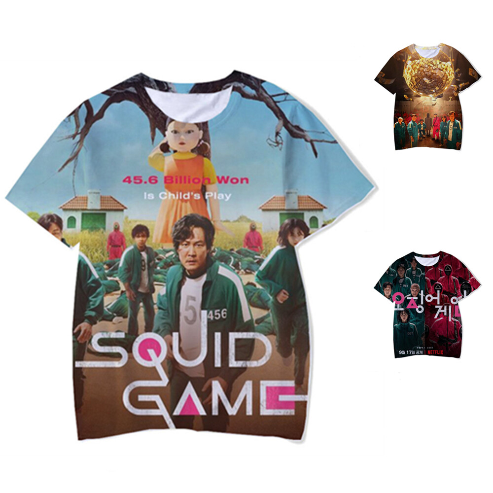Children's Korean Squid Game Print Tshirts Boys Girls Fashion Short