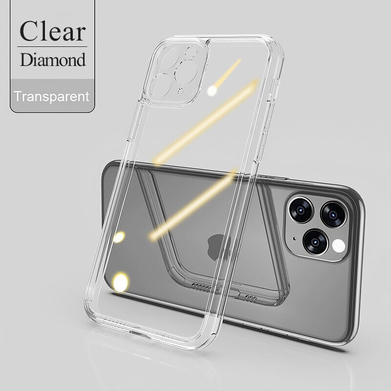 【 Not Yellowing 】 CrashStar HD Transparent Shockproof Hard Phone Case For iPhone 15 14 13 12 11 Pro Max Plus Mini X XR XS Max Clear Square Straight Edge Phone Casing With Full Cover Lens Camera Protection Phone Cover Shell Hot Sale