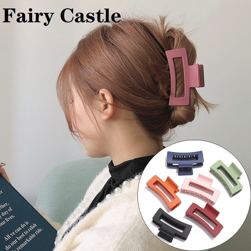 【Fairy Castle】Women's Hair Clip Big Strong Hold Hairpin Multi-function Rectangular Thick Solid Color Shark Hair Clip 6 Colors Available