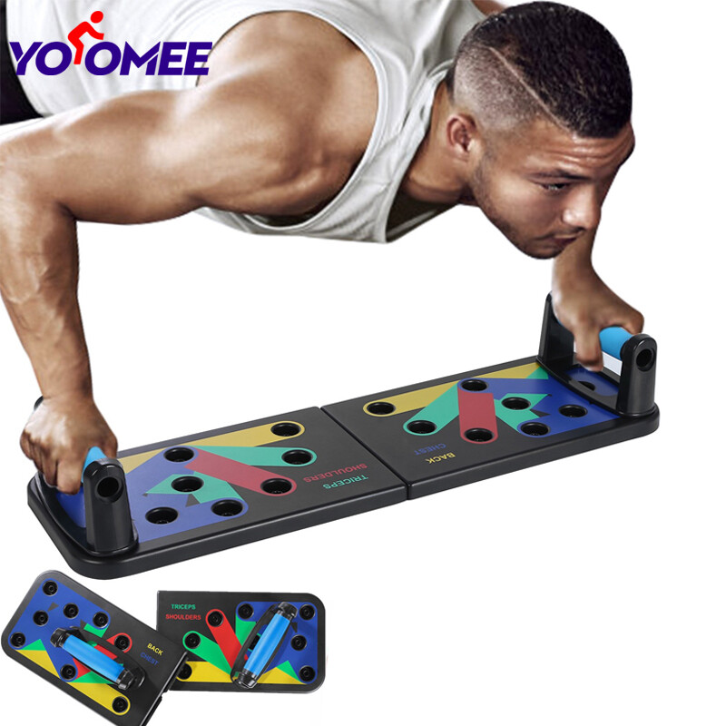 Yoomee Push Up Board Push Up Stands Color-Coded Push Up Training System  Collapsible Portable Fitness Exercise Workout with Workout Schedule Carrying Case Non-Slip Stickers
