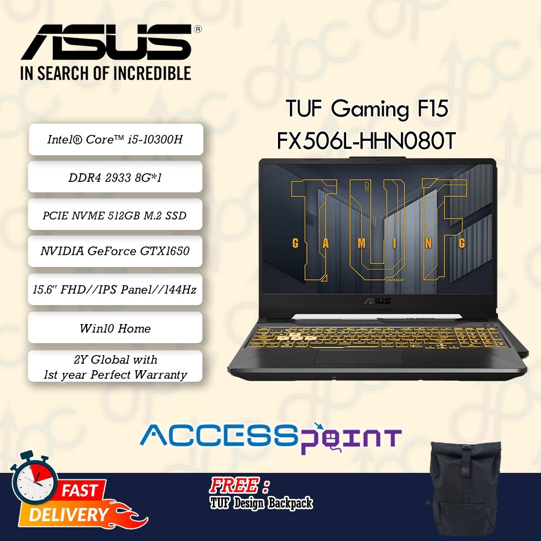 ASUS TUF Gaming F15 FX506L-HHN080W NOTEBOOK (I5-10300H, 8GB DDR4 2933 ...