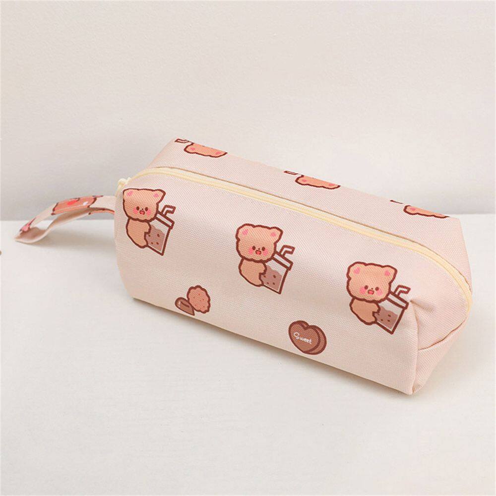 MMLUCK Waterproof Multifunctional Oxford Cloth Stationery Bag School Supplies Storage Box Kawaii Pencil Bags Bear Pencil Case Cosmetic Bag