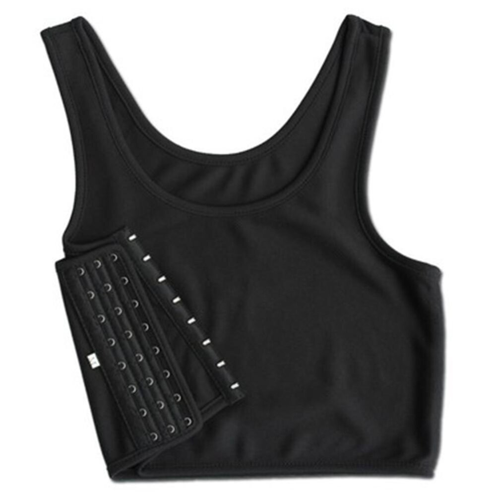 Tomboy Crop Vest Lesbian Slim Chest Breast Binder Buckle Bra Tank Top Undershirt
