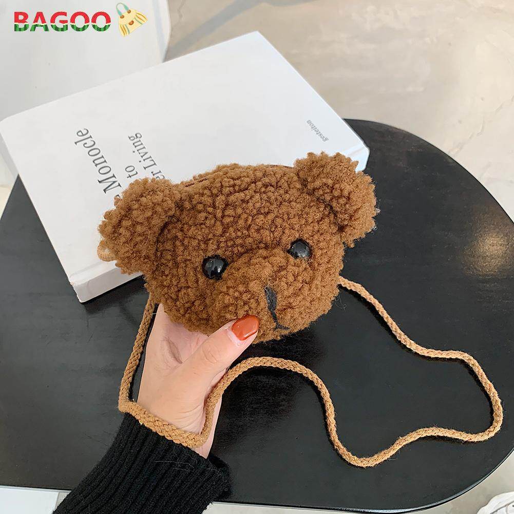 Fashion Plush Shoulder Messenger Bag Cute Bear Shaped Women Small Shopping Street Kids Top-handle Purse bags