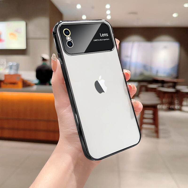 For iphone xs max 6 7 8 plus x xr phone case,electroplated large window tpu soft shell