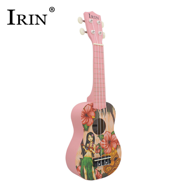 IRIN Đàn Ukulele Soprano Acoustic 21 Inch Đàn Ukulele Ukelele Đàn Ukulele Vật Liệu Gỗ Trầm Với Họa Tiết Hawaii Đẹp Màu Hồng