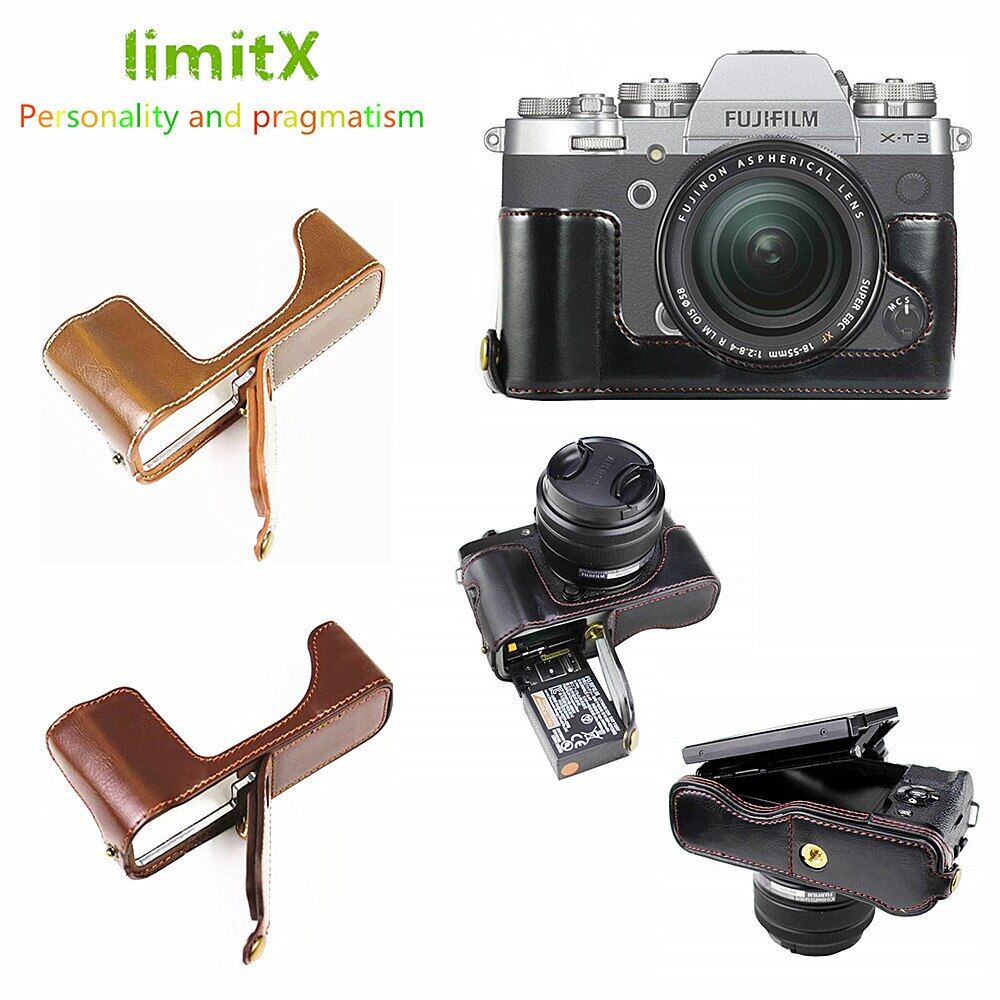 Retro pu leather camera bag half body case for fujifilm xs10 xe4 xe3 xt4 xt3 xt2 xt200 xt100 xt30 xt20 xt10 x100v x-pro 2