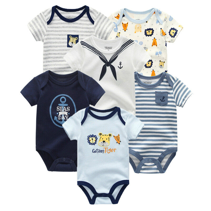 Kiddiezoom 6 Miếng Áo Liền Quần Trẻ Em Quần Áo Sơ Sinh Bộ quần áo hoạt hình bé trai mới sinh
