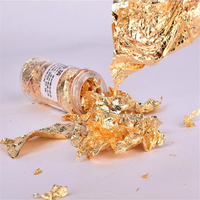 Free Shipping Food Grade Genuine Gold Leaf Schabin Flakes 2g 24K Gold ...