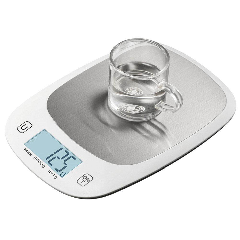 Stainless Steel 5000g//1g Electronic Digital Kitchen Scale Silver LED Backlight