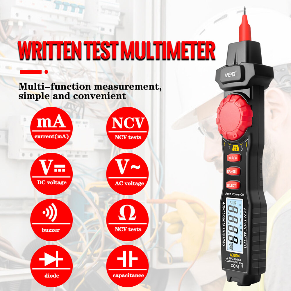 Digital Multimeter Pen Type AC DC Ammeter Voltage Resistance Capacitance Diode Continuity Meter