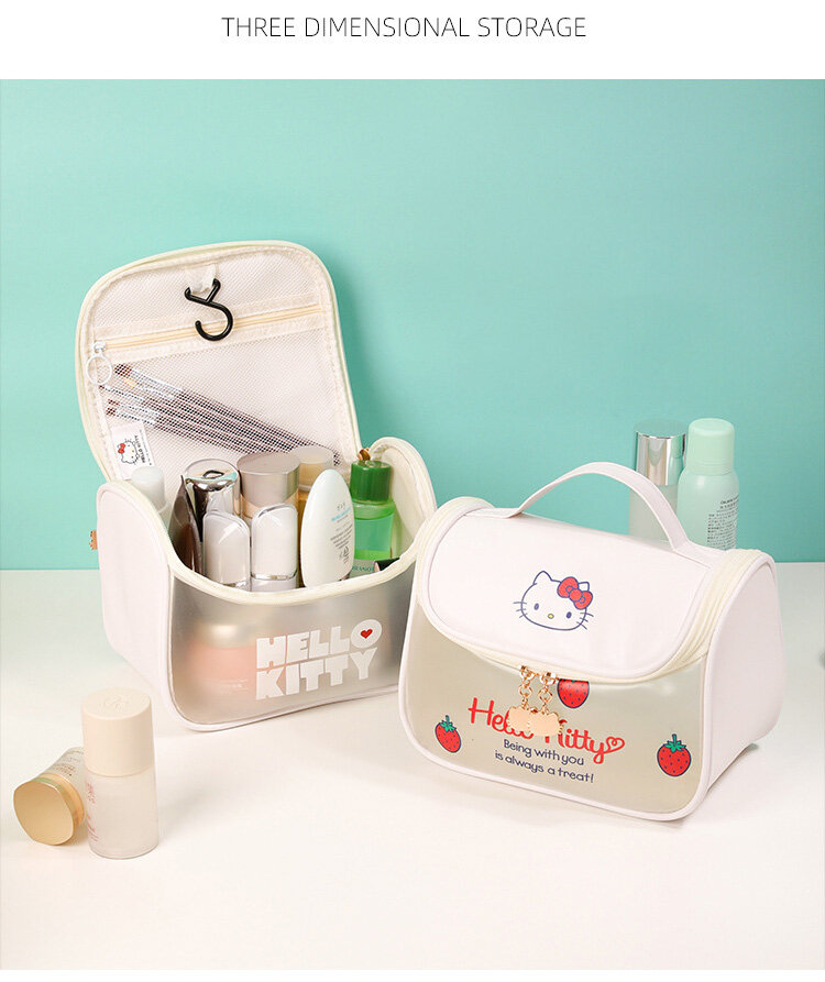 Explosions HelloKitty scrub cosmetic bag large waterproof portable hook washing storage package wholesaleExplosions HelloKitty scrub cosmetic bag large waterproof portable hook washing storage package wholesale