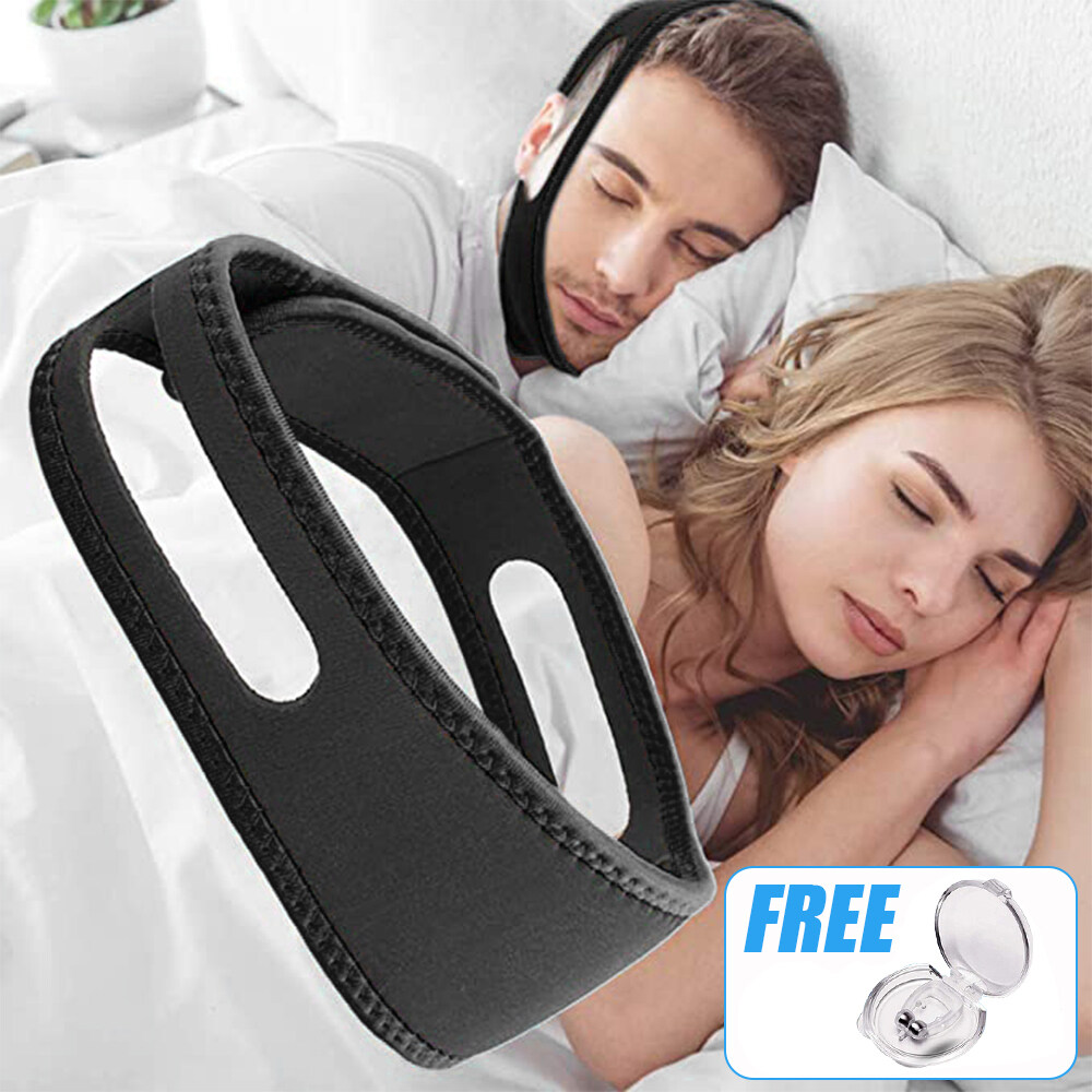 Neoprene Snore Stop Snoring Chin Strap Anti Jaw Solution Sleep Support Apnea Belt Sleeping Care Tools -Black_voghion.com