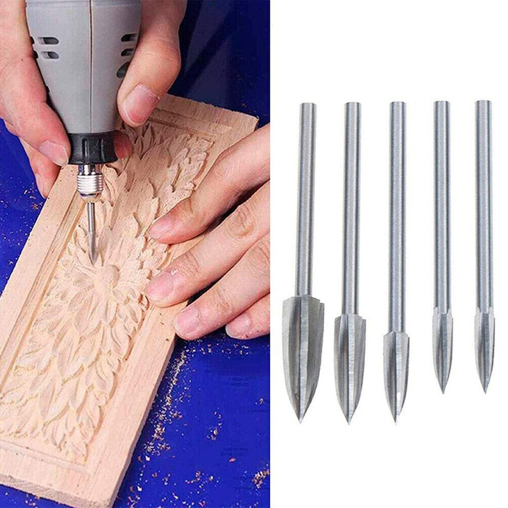 Smart Sensor 5 Pcs Woodworking Carving Tool Wood Carving Drill Bit Drilling Engraving Tools