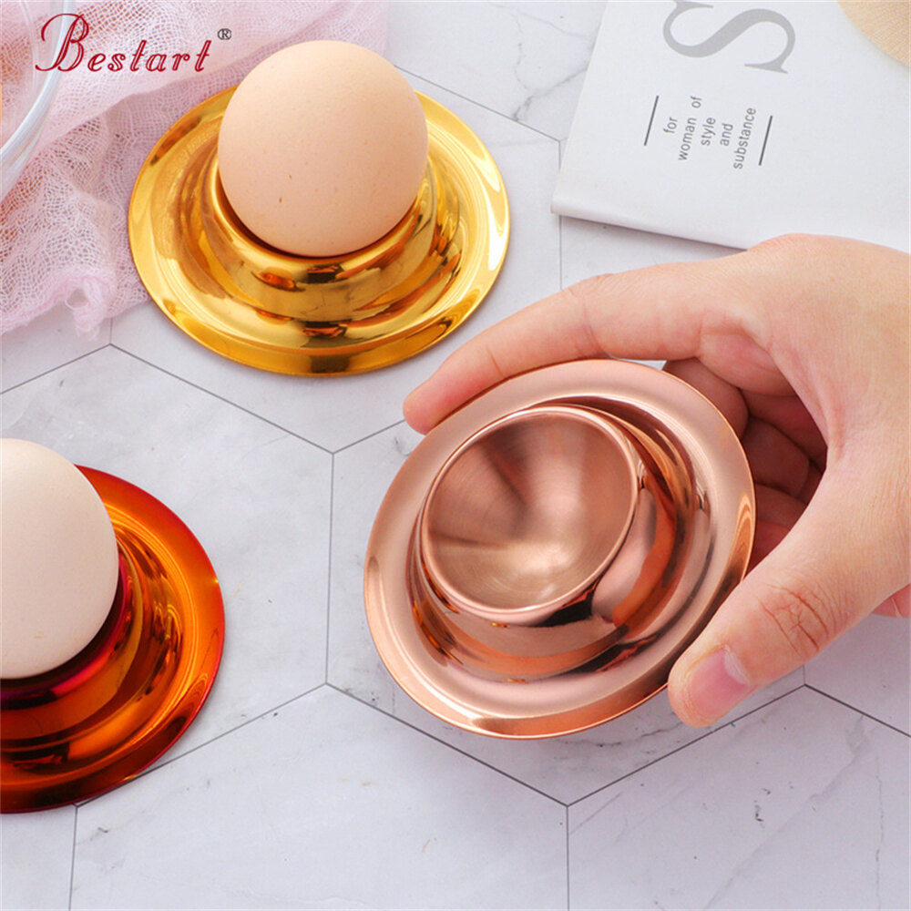 Livelifest Stainless Steel Egg Cup Round Breakfast Egg Holder Practical Egg Stand Egg Rack Single Egg Storage Tray Restaurant Kitchen Boiled Egg Tool
