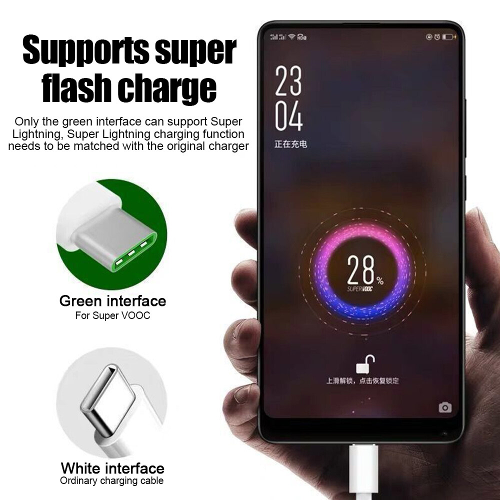 Cáp USB Type-C 5A Chính Hãng, Dây Sạc VOOC Cho OPPO Reno K5 K3 Find X A11 R17 Siêu Đèn Flash Sạc Loại-C Sạc Dây