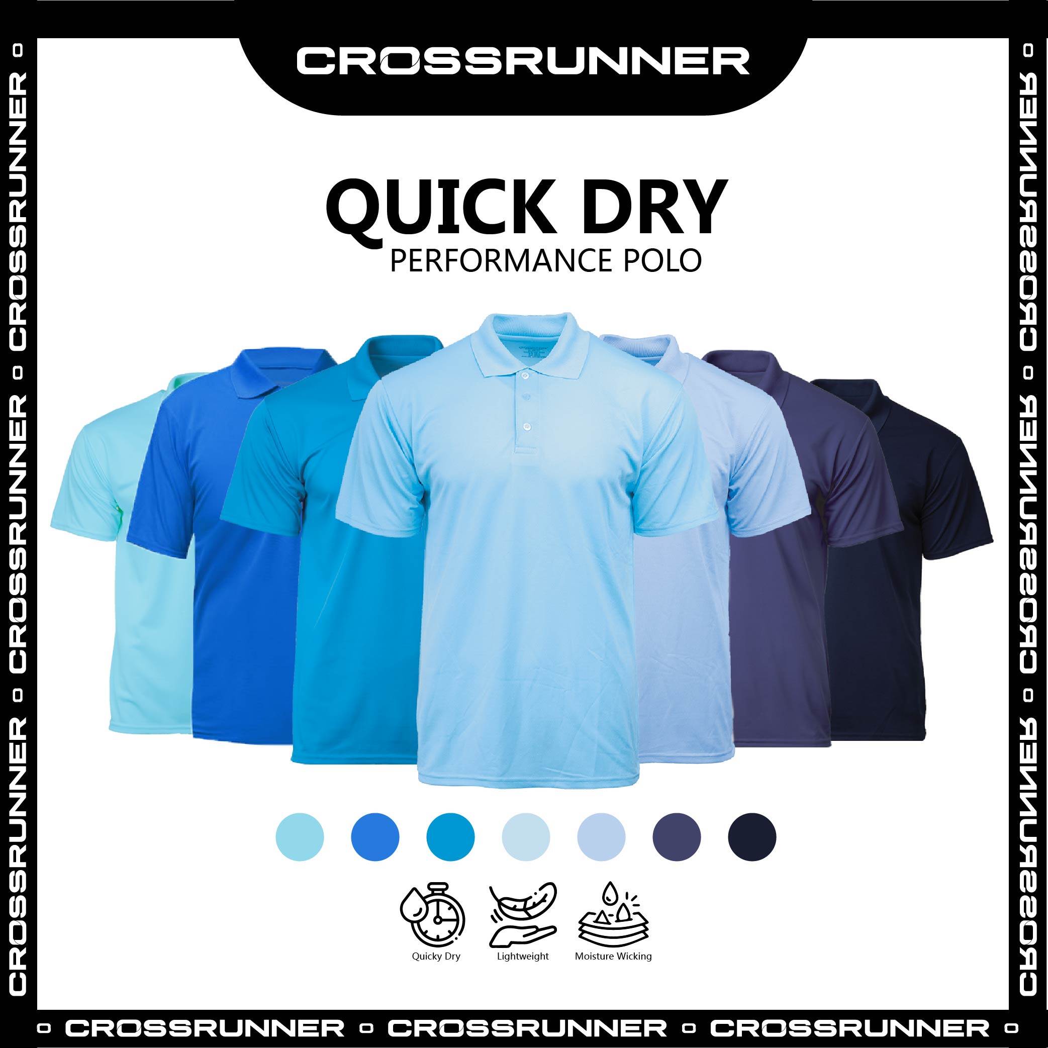 Crossrunner Performance Polo Quick Dry Breathable and Cool Round