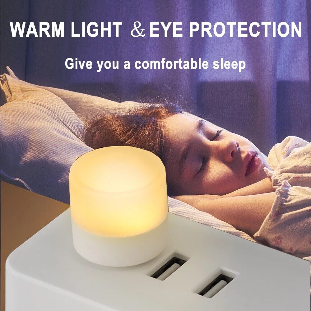USB Plug Lamp Computer Mobile Power Charging USB Small Book Lamp LED Eye Protection Reading Light Small Round Light Night Light