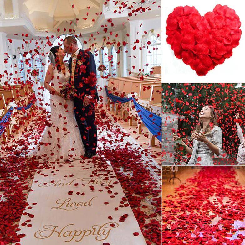 YESPERY 100pc / lot 5×5cm romantic silk rose petals for romantic decoration for wedding Artificial rose petals for wedding flower Rose flower