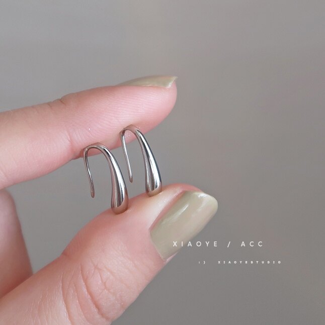 S925 Silver Needle Earrings Female Korean Water Drop Earrings Ear Hook Simple Design Ear Rings
