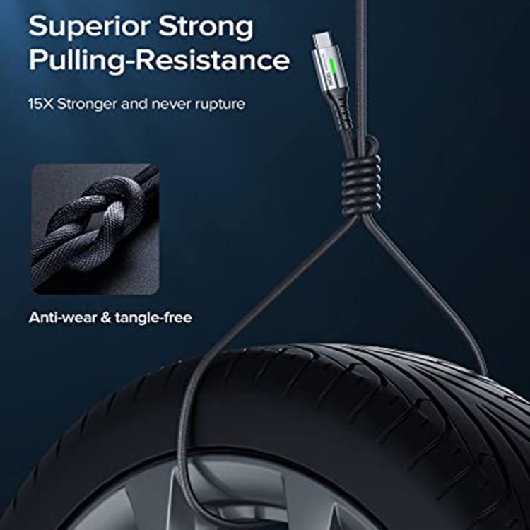 Type C to Type C 100W 5A 20V  Fast Charging Nylon Cable / Type C  Charger Cord Compatible With Universal Type C Supported Android / Video Output Fast Charging USB-C Nylon Braided Cable