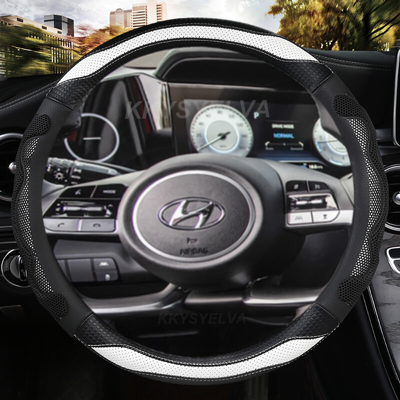 Car steering wheel cover leather 38cm for hyundai tucson 2021 2022 nx4 elantra 2020 sonata 10th 2020 2021 2022 auto accessories