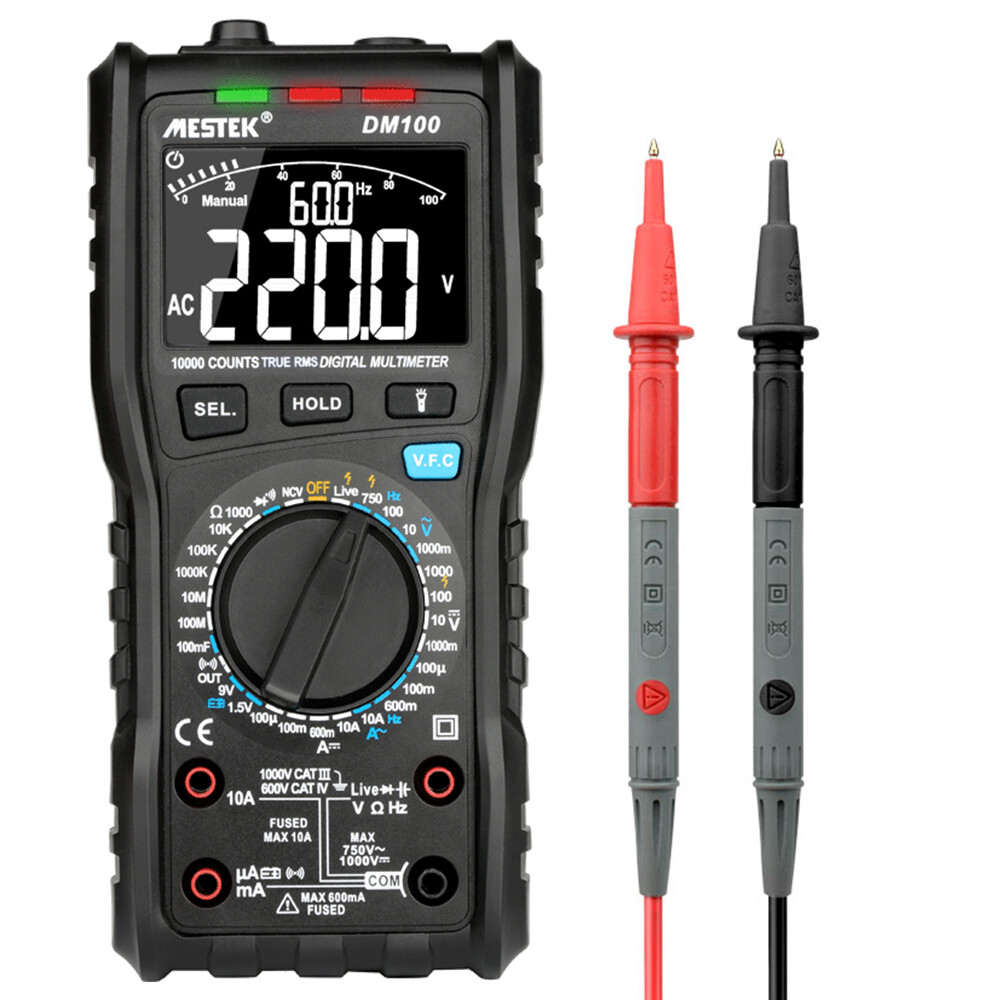 MESTEK Đồng Hồ Vạn Năng Kỹ Thuật Số Đa Chức Năng Đếm 10000 True RMS Đồng Hồ Vạn Năng Đo Điện Áp AC/DC Điện Trở Dòng Điện Tần Số Điện Dung Điốt Nhiệt Độ Và Độ Ẩm NCV Đồng Hồ Vạn Năng Báo Động Cầu Chì Chống Cháy