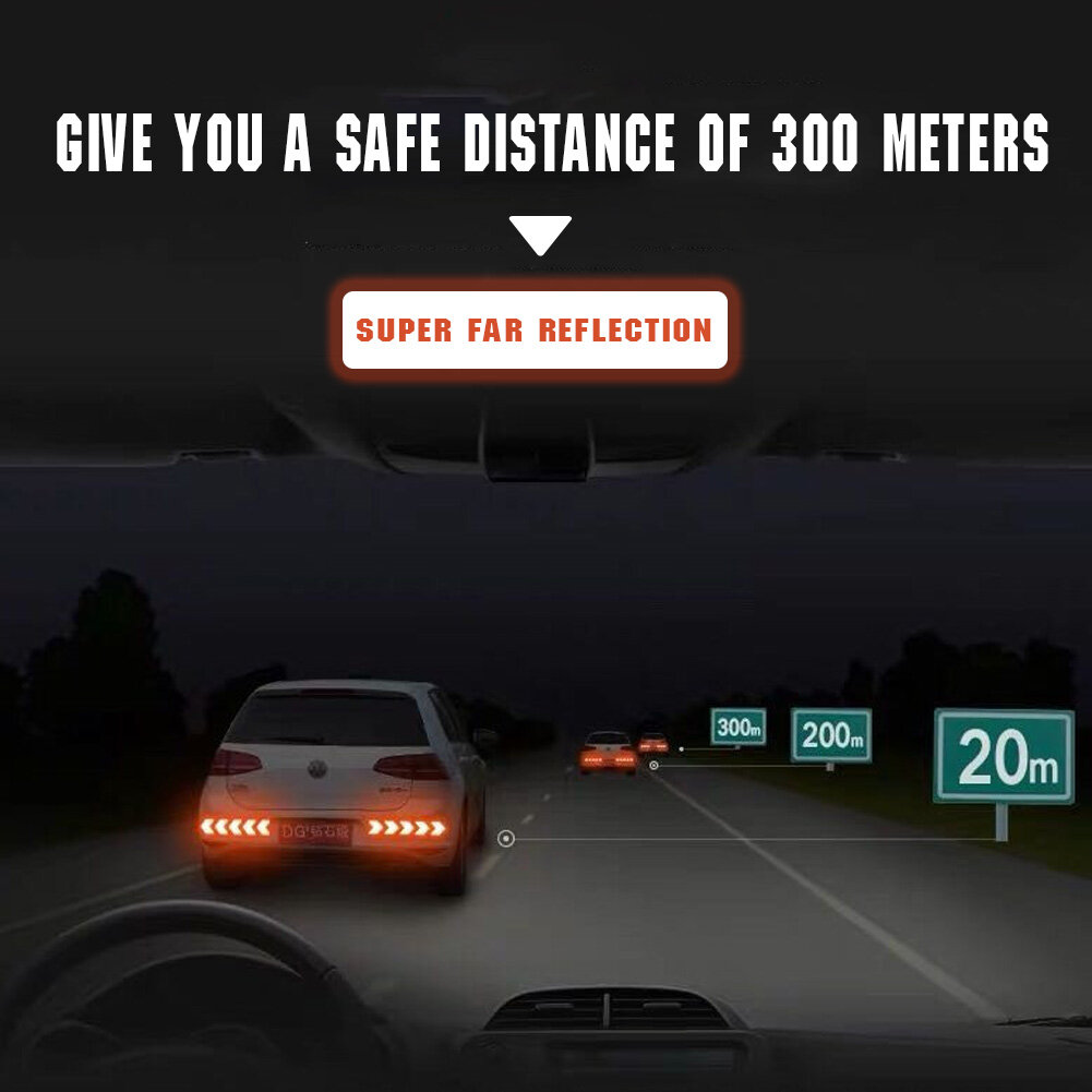 JaneDream White-2Pcs Car Reflective Sticker Arrows Pattern Warning Decals For Motorcycle Auto Tail Bar Bumper Safety BYD ATTO 3