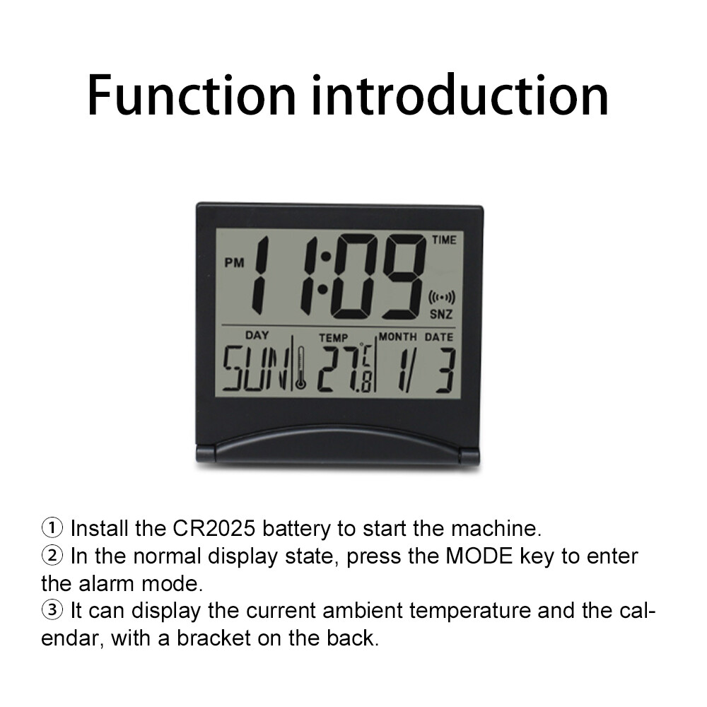 Foriot Foriot Foldable desktop LCD electronic clock multi-function date alarm clock simple and convenient ultra-thin travel clock
