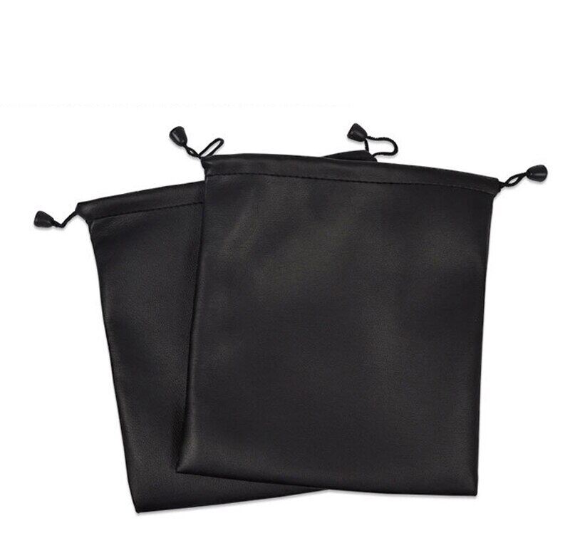 PU Leather Soft Headphone Bag Earphone Headset Pouch Headphone Case Hard Disk Cable Card Storage Bag With Locking String