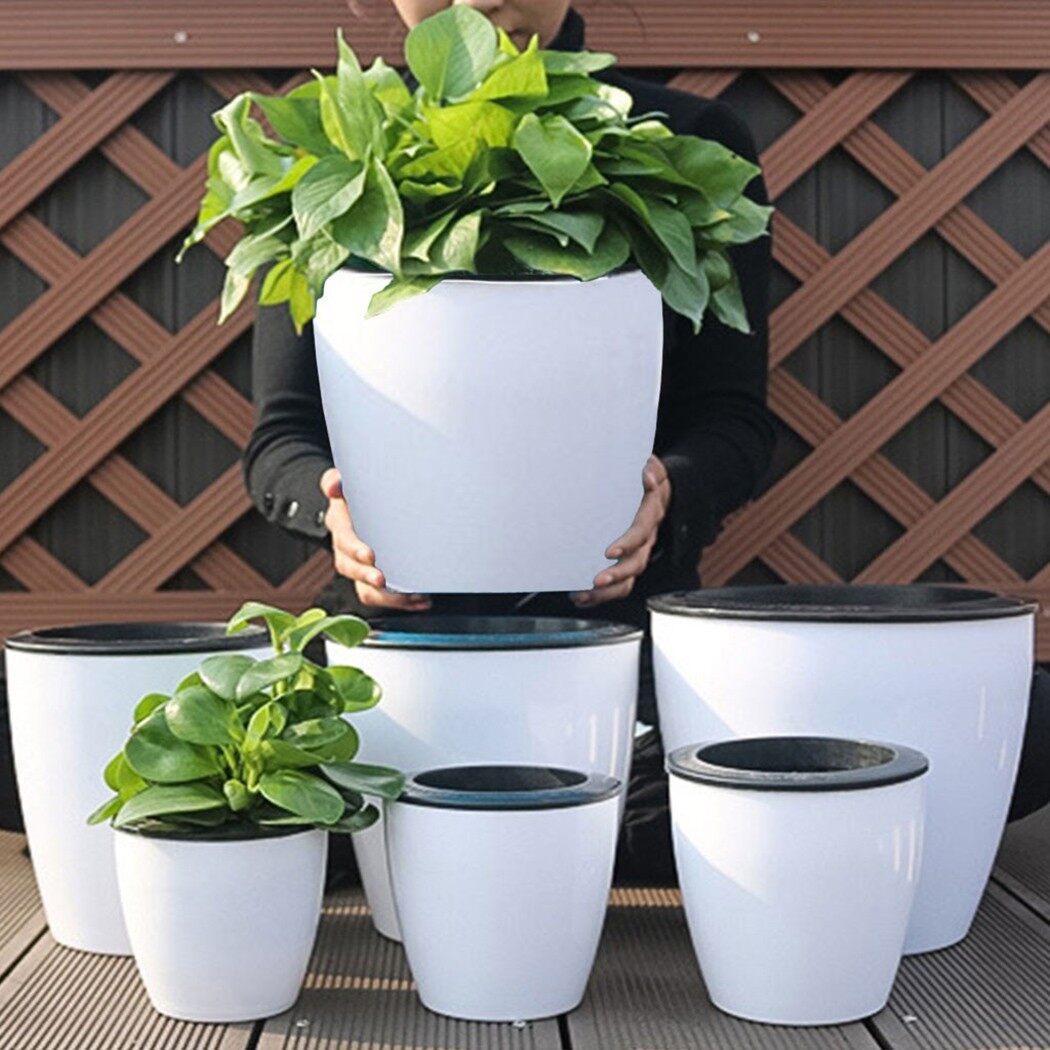 Flower Pot Plant Self Watering Planter Water Storage Home Garden Decor Flowerpot