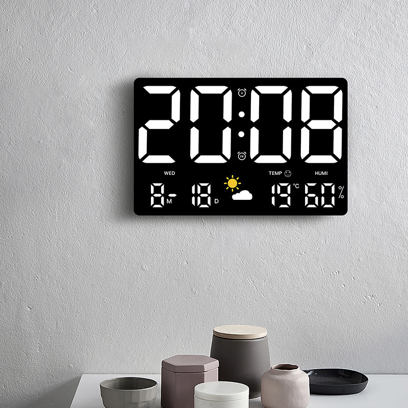 KS Large screen wall clock, pressure sensing, temperature and humidity, weather clock, multifunctional color weather clock