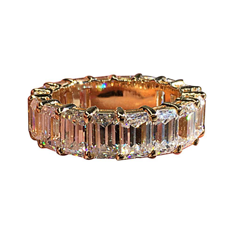 Gravitational wave Luxury Wedding Engagement Rectangle Cubic Zirconia Finger Ring Bridal Jewelry