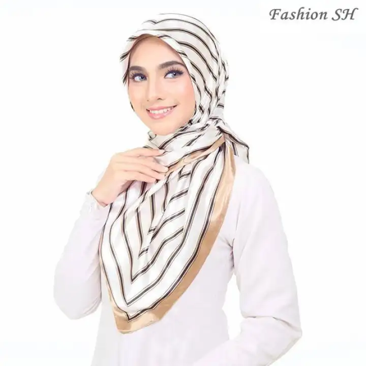 Tudung Bawal Shawl Satin Hijab Squre 90cm M90478 Lazada Singapore