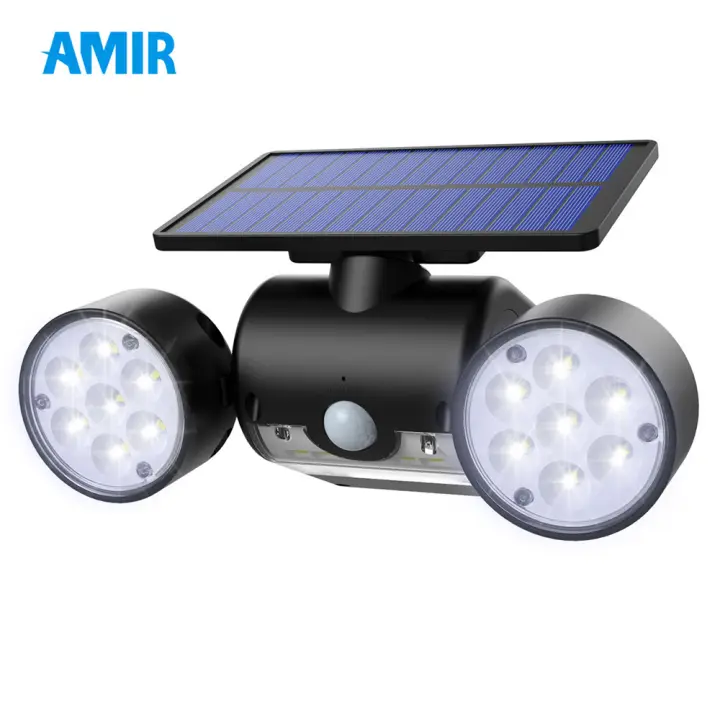 Amir Solar Sensor Light Outdoor Dual Head Spotlight 30 Led
